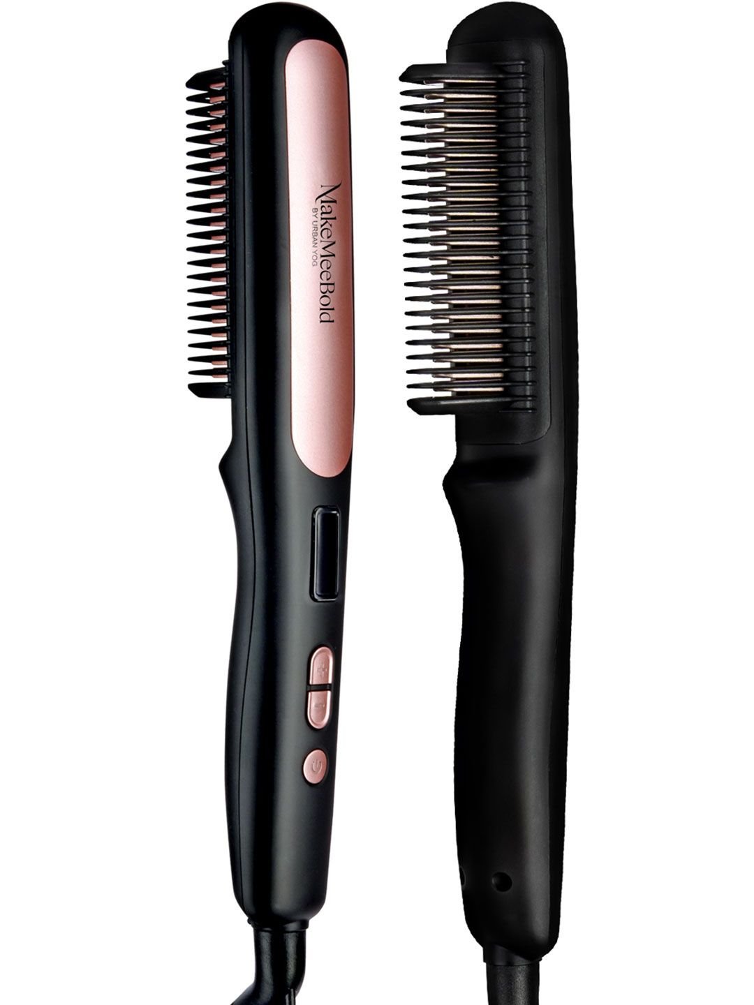 URBANYOG MakeMeeBold Hair Straightening Brush with Ceramic Coated Plates - Black - Image 2