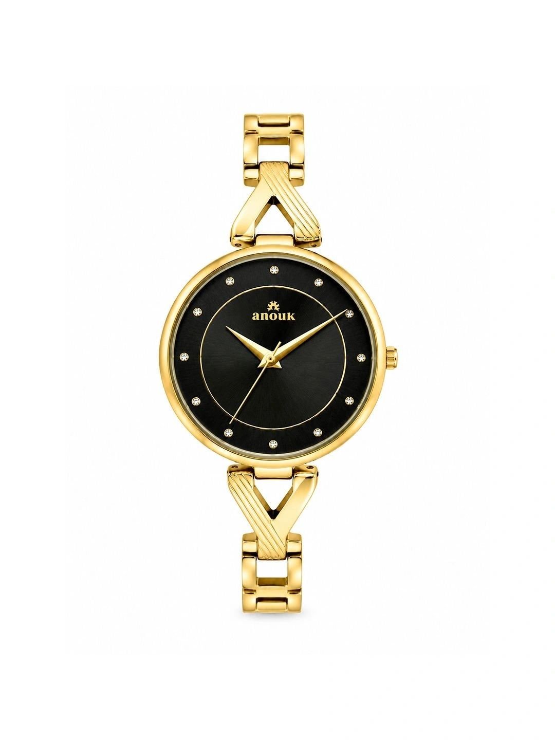 Women Dial & Stainless Steel Bracelet Style Straps Analogue Watch AN136-RGCASE-BLKDIAL-RGSTP - Image 2