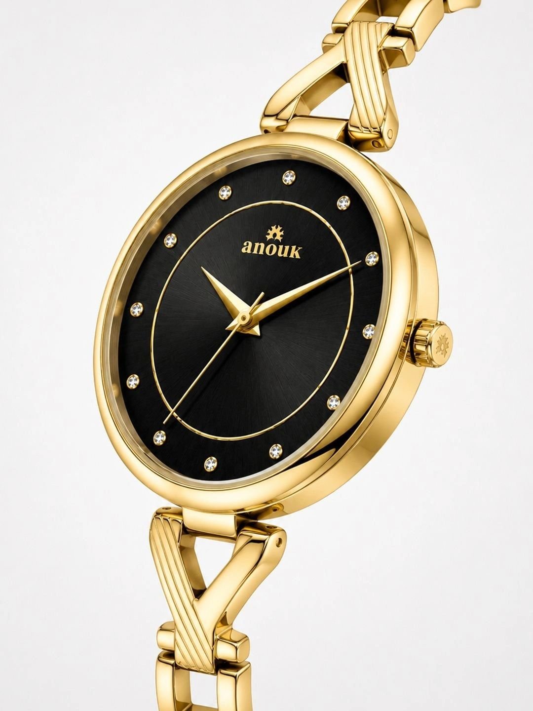 Women Dial & Stainless Steel Bracelet Style Straps Analogue Watch AN136-RGCASE-BLKDIAL-RGSTP - Image 3