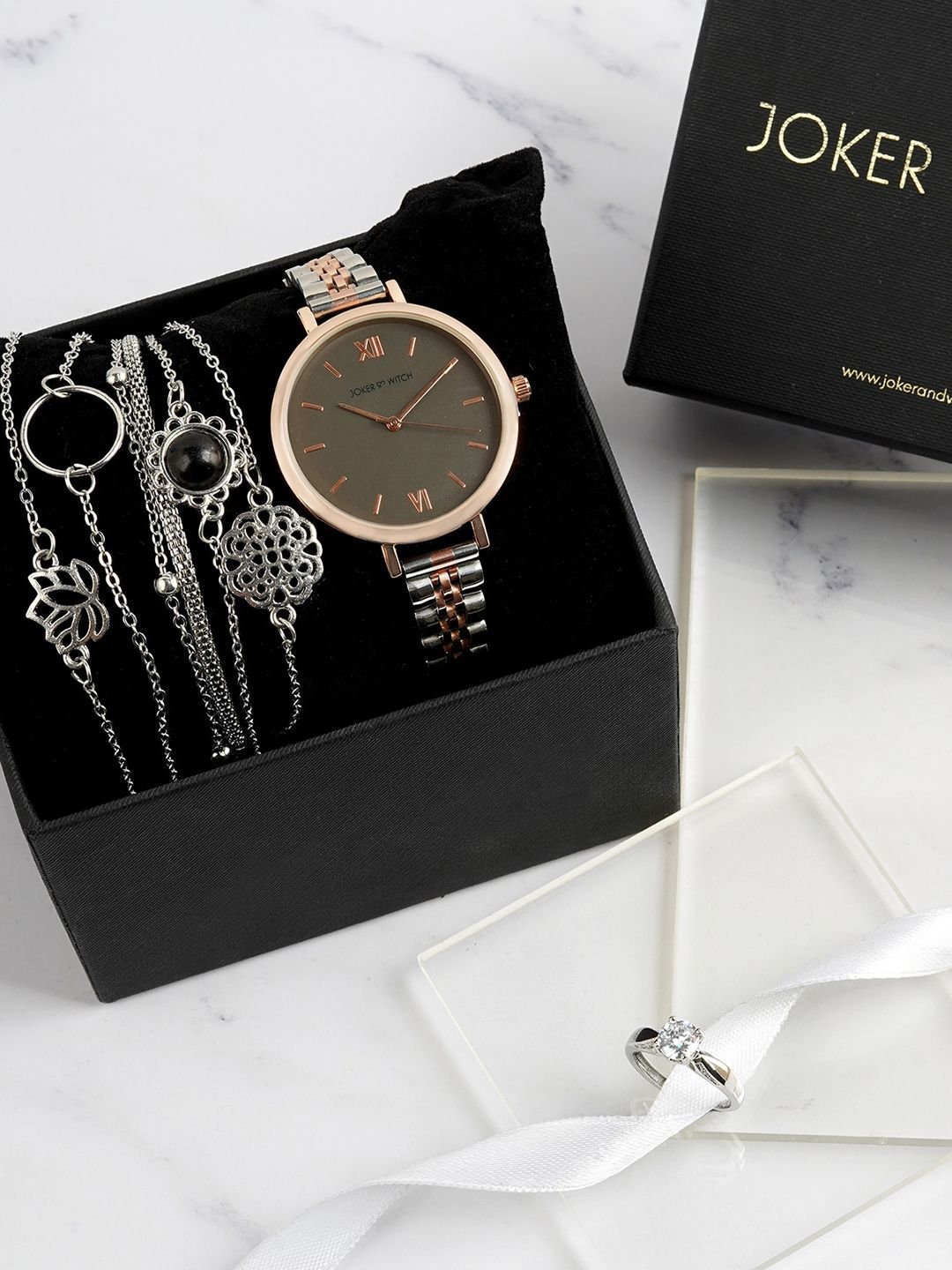 JOKER & WITCH Women Silver-Toned Watch Gift Set