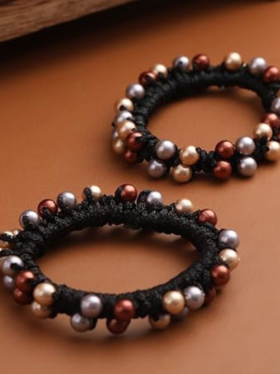 DressBerry Women Set of 2 Beaded Ponytail Holders
