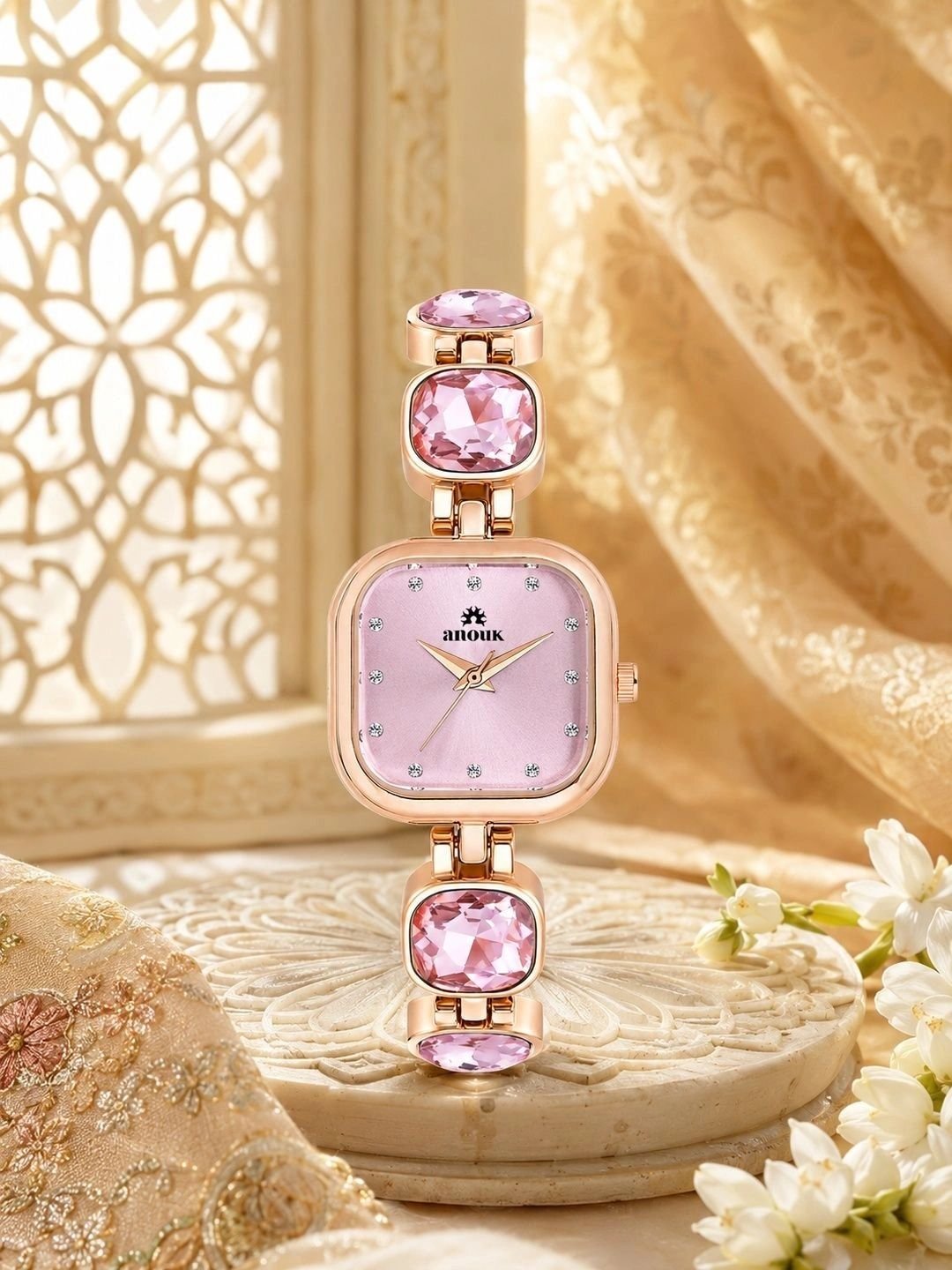 Anouk Women Brass Embellished Dial & Bracelet Style Straps Analogue Watch ANW-060-PK