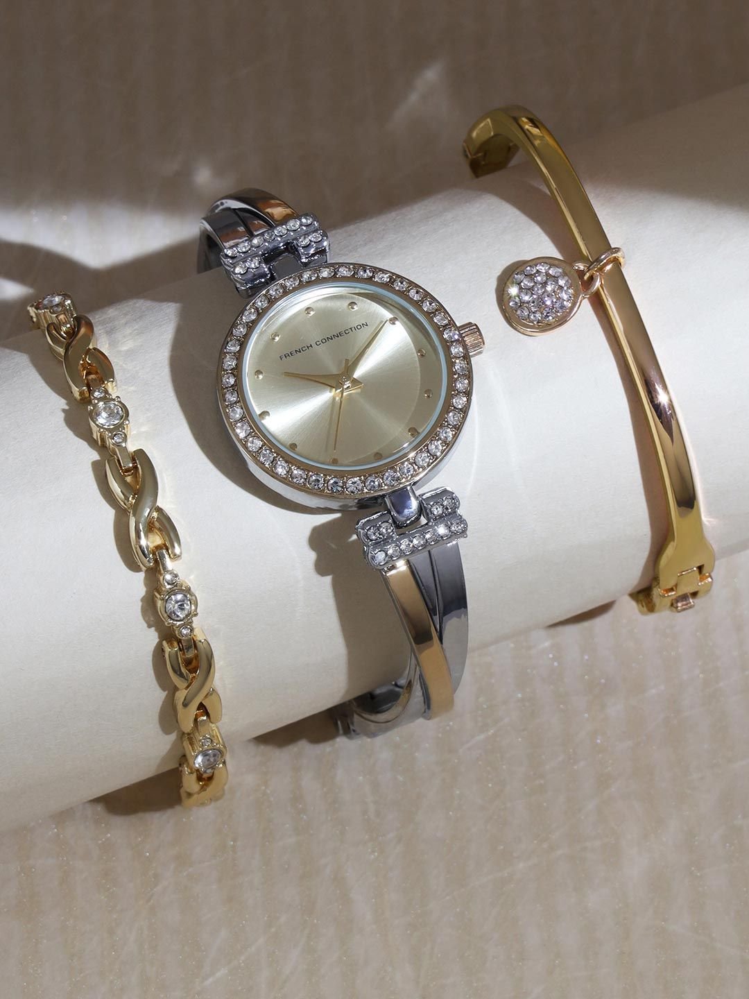 French Connection Women Round Dial Analogue Watch Gift Set
