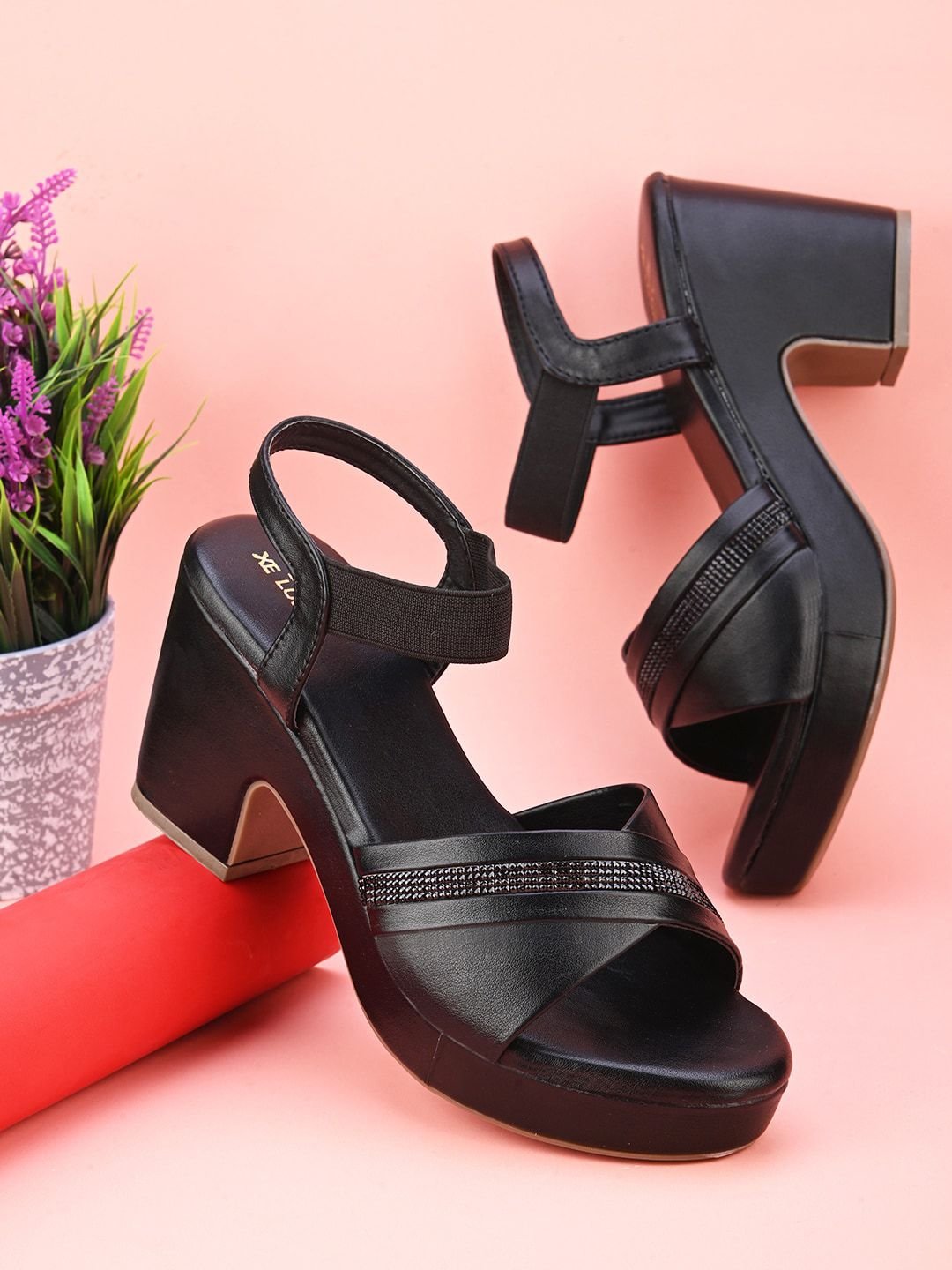 XE Looks Attractive And Stylish With Ankle Straps Block Heel - Image 2