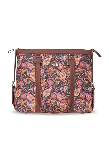 ZOUK Office Bag | Stylish Bags for Office Use | Laptop Bag 15.6 inch | Stylish Tote for Office Use | Purse for Women | Vegan Leather Handbag | Daily & Travel Use |