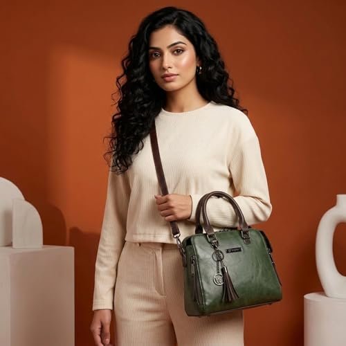 VISMIINTREND Hand bags for Women Stylish, Sling bag | Rakhi Gift for Sister | 6 Pockets Satchel / Handbag , PETA Approved Vegan Leather Ladies Purse for Office , Perfect Birthday & Rakshabandhan Gift - Image 4