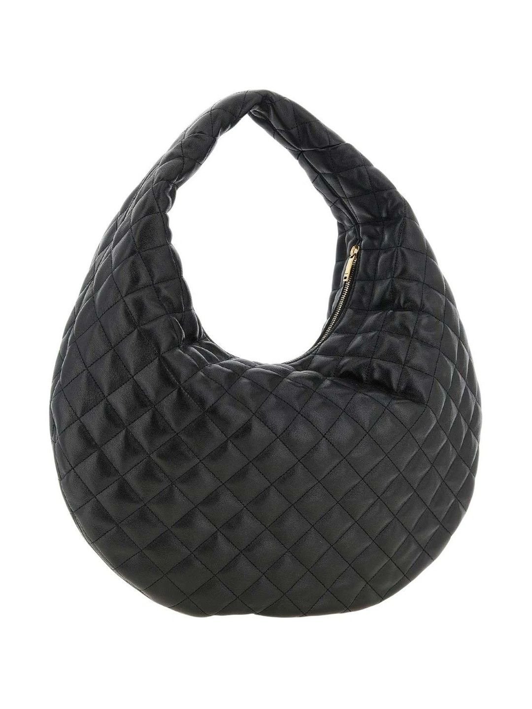 Saint Laurent Leather Half Moon Hobo Bag with Quilted - Image 2