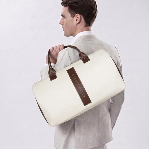 Nautica Unisex Medium Textured PU Duffle Bag | Lightweight 25L Vegan Leather Travel Gear | Modern Weekend Carryall Travel Duffel with Trolley Strap for Men & Women | White - Image 4