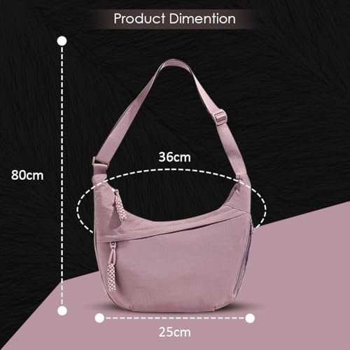 Lyrovo Travel Crossbody Crescent Bags for Women Over Shoulder Purse with Zipper Half Moon Sling Bag & Waist Bag Unisex Chest Bag - Image 2