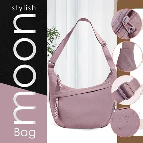 Lyrovo Travel Crossbody Crescent Bags for Women Over Shoulder Purse with Zipper Half Moon Sling Bag & Waist Bag Unisex Chest Bag - Image 3