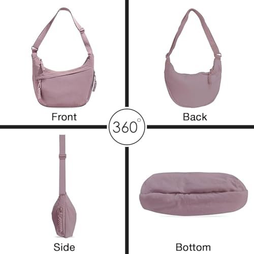 Lyrovo Travel Crossbody Crescent Bags for Women Over Shoulder Purse with Zipper Half Moon Sling Bag & Waist Bag Unisex Chest Bag - Image 4