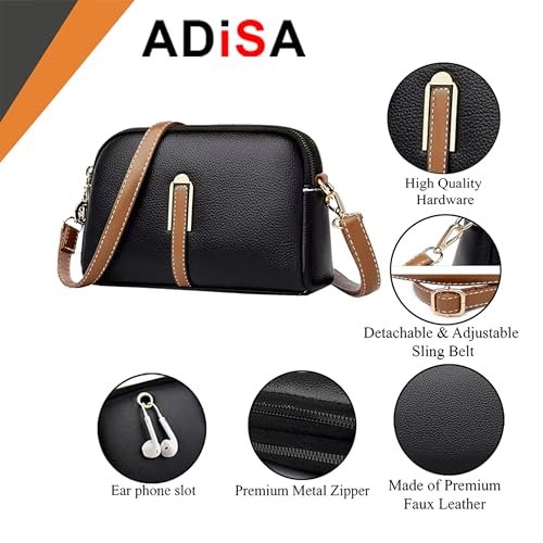 ADISA Women's Crossbody Sling Bag - Stylish Cross Body Handbag for Girls & Women - Adjustable Strap Shoulder Bag (SL5141) - Image 3
