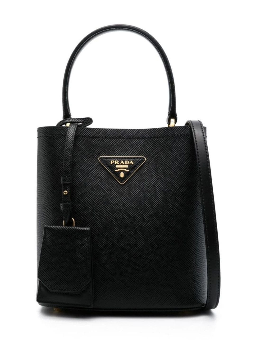 Black Leather Small Bucket Bag