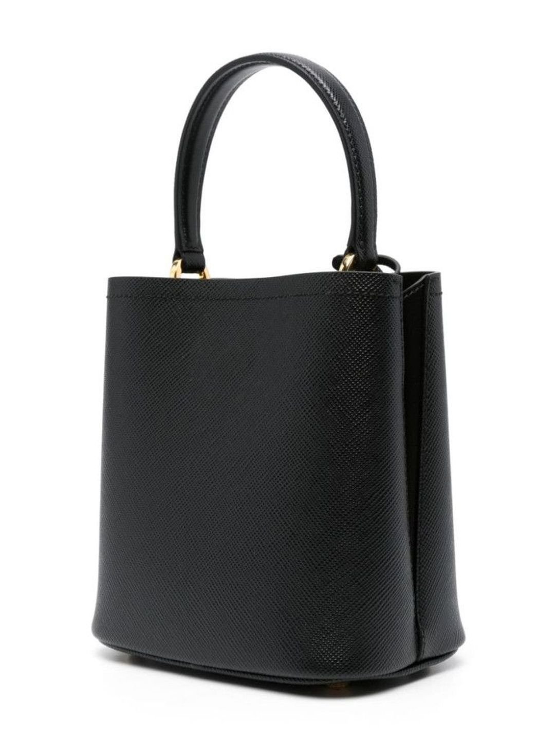 Black Leather Small Bucket Bag - Image 3