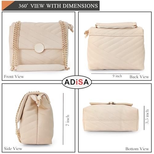 ADISA Women's Quilted Crossbody Sling Bag - Stylish Cross Body Handbag for Girls & Women with Full Gold Chain (SL5136) - Image 2