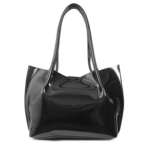 Carrylux Casual Patent Synthetic Leather Tote Bag, Handbag for Ladies - Image 2