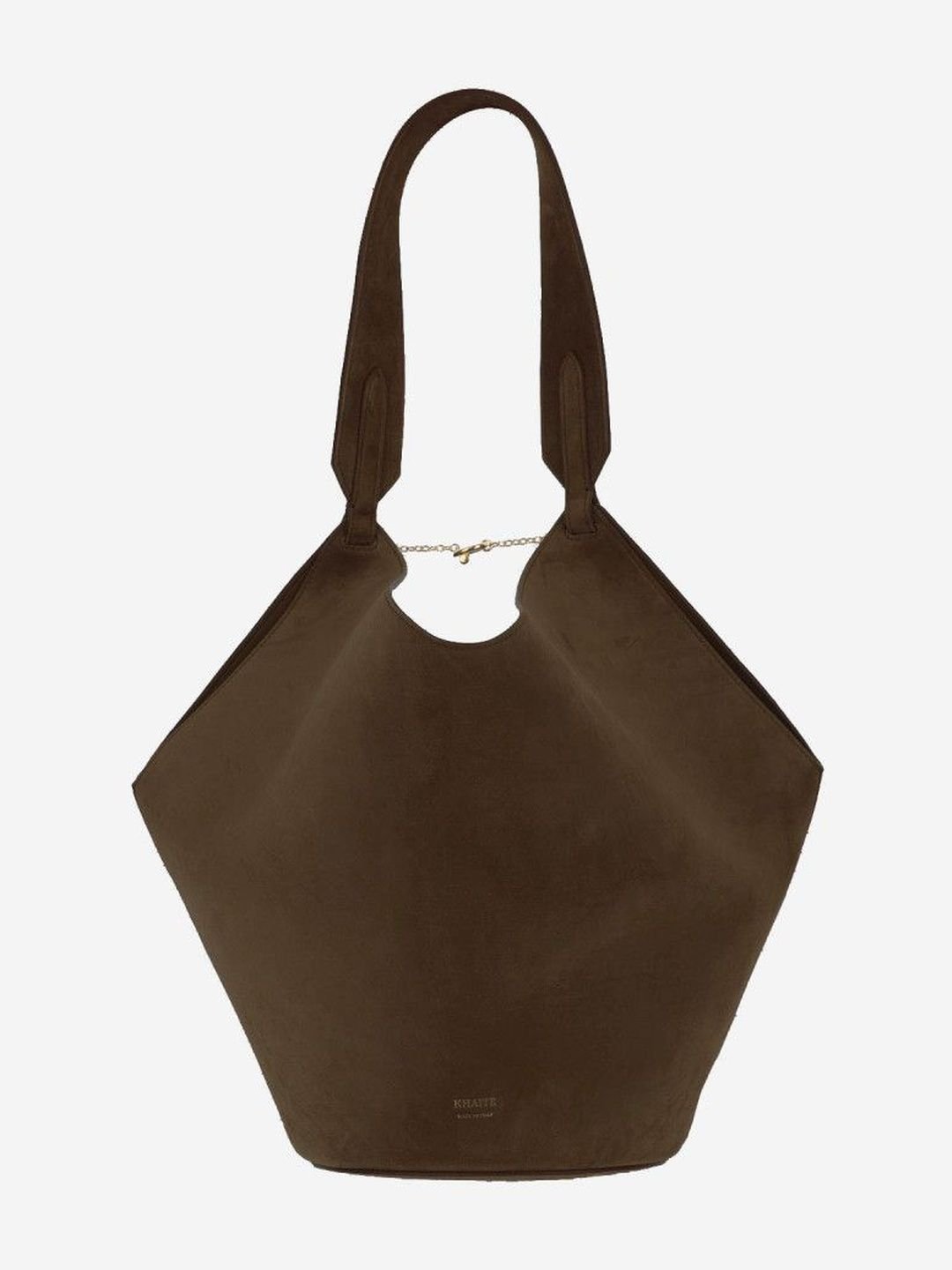 Khaite Dark Brown Suede Shoulder Bag