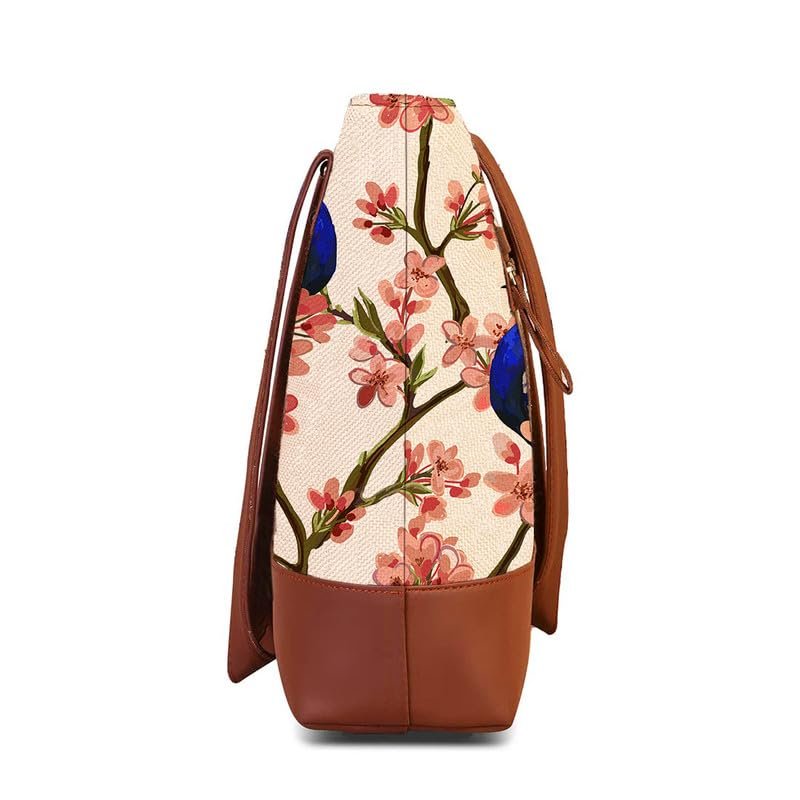 The Purple Tree Handcrafted Women's Tote Bag with Vegan Leather Handles & Indian Prints, Shoulder Tote Bag and Handbag for Office and College (Pack of 1) - Image 3