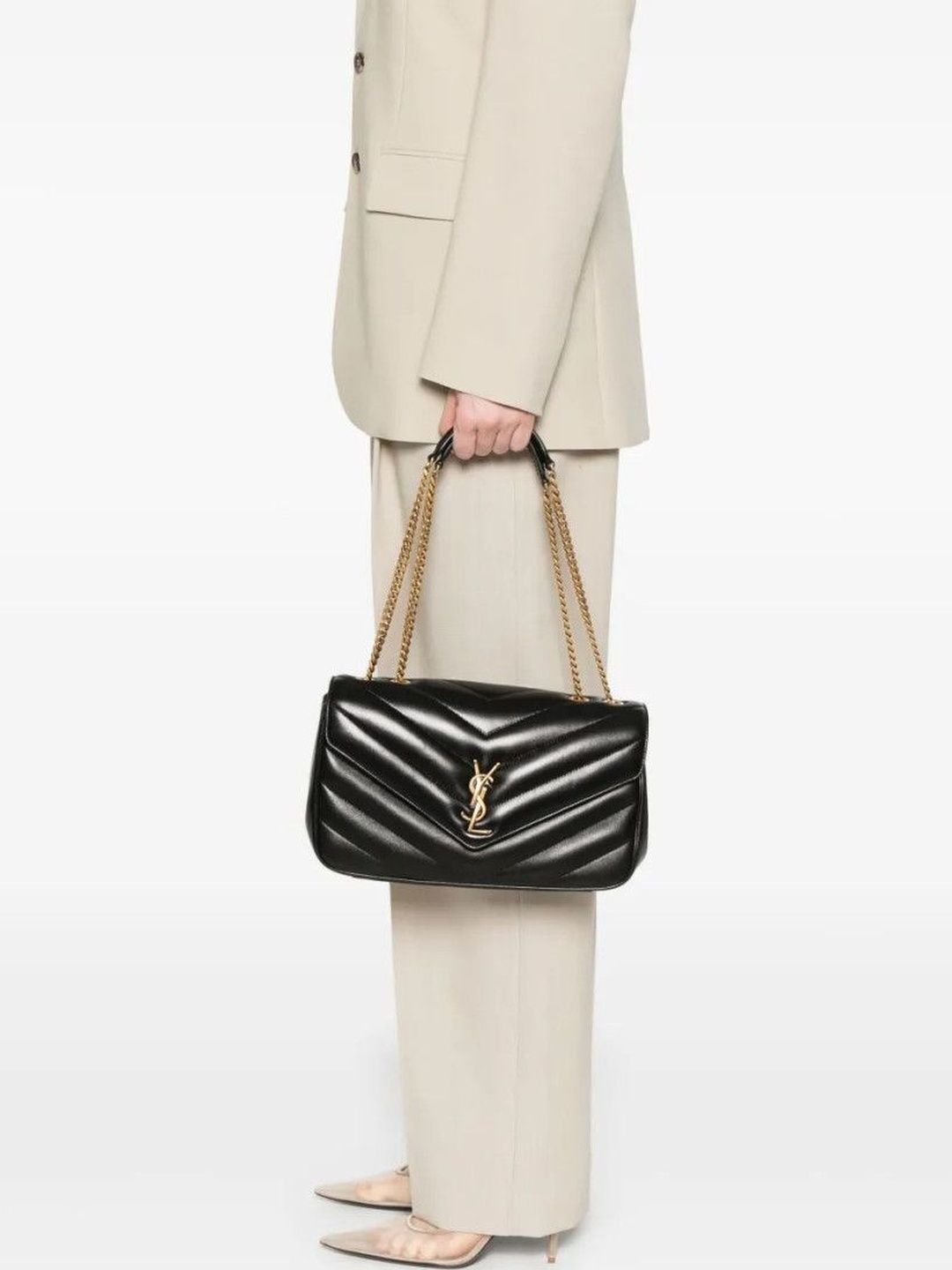 Saint Laurent Black Loulou Medium Shoulder Bag