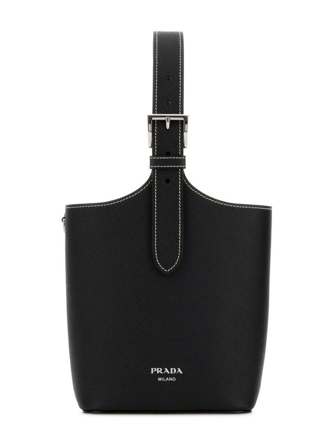 Prada Black Leather Bucket Bag