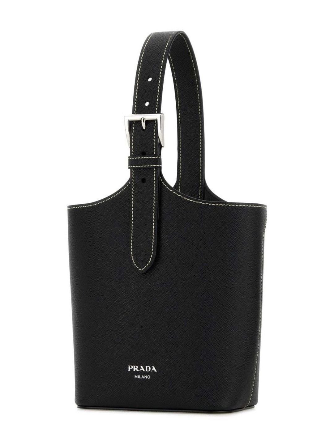 Prada Black Leather Bucket Bag - Image 2