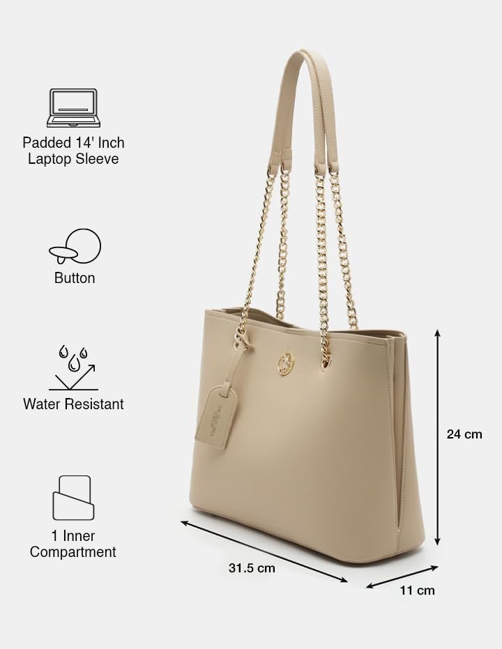Gabby Solid Tote Handbag |Multi Pockets For Women| Stylish Handbag For Women |Office Bag And Everyday Use - Image 3