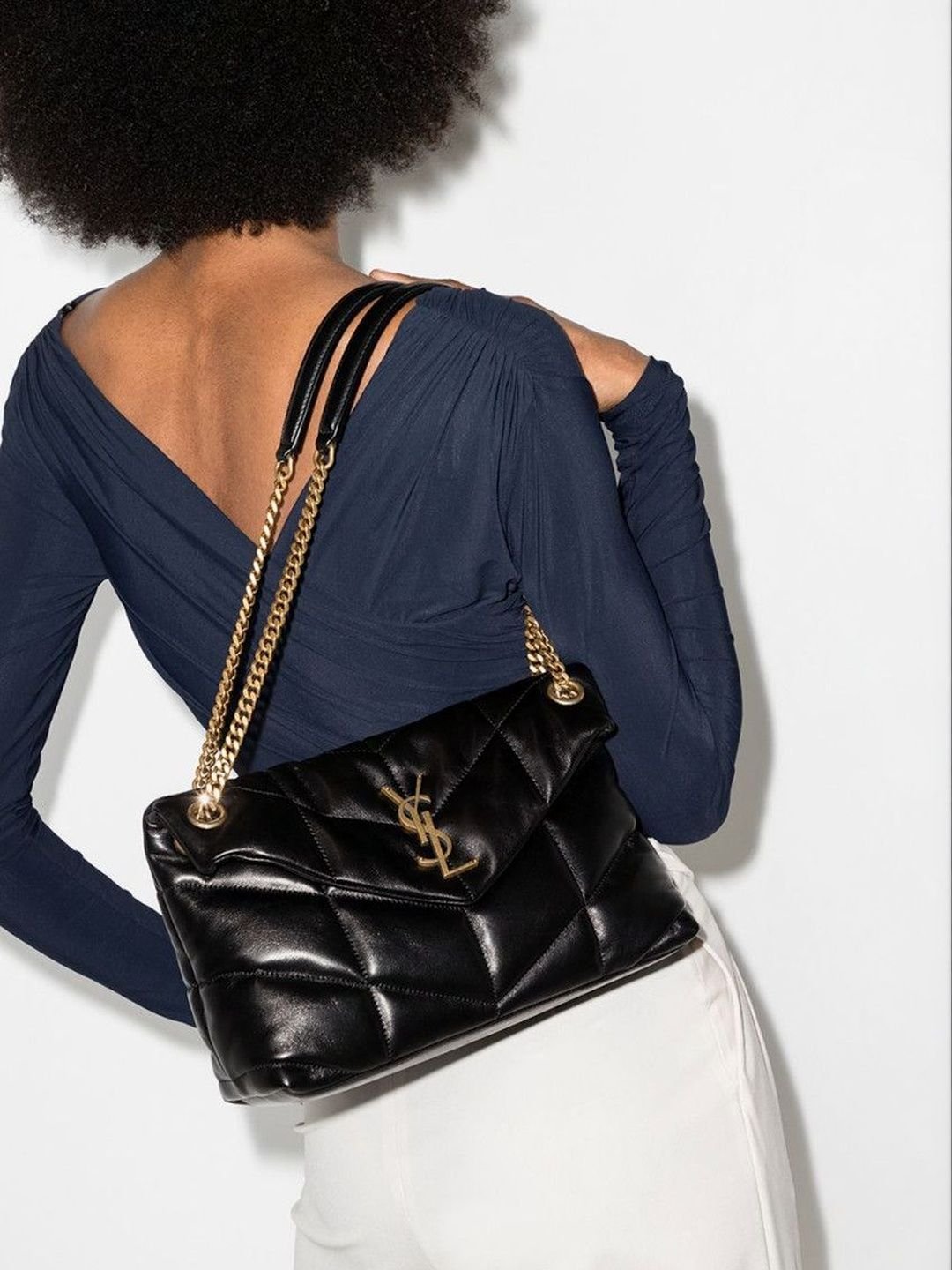 Saint Laurent Black Monogram Loulou Puffer Small Leather Shoulder Bag - Image 4