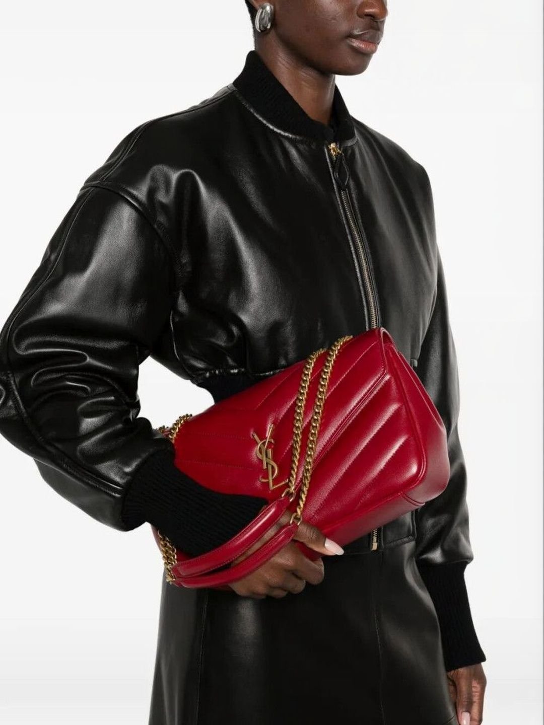 Saint Laurent Red Loulou Medium Shoulder Bag - Image 2