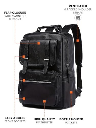 FUR JADEN Vegan Leather Stylish 15.6 Inch Laptop Backpack Travel Weekender Bag For Men Women | Vegan Leather - Image 3