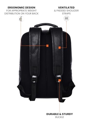 FUR JADEN Vegan Leather Stylish 15.6 Inch Laptop Backpack Travel Weekender Bag For Men Women | Vegan Leather - Image 4