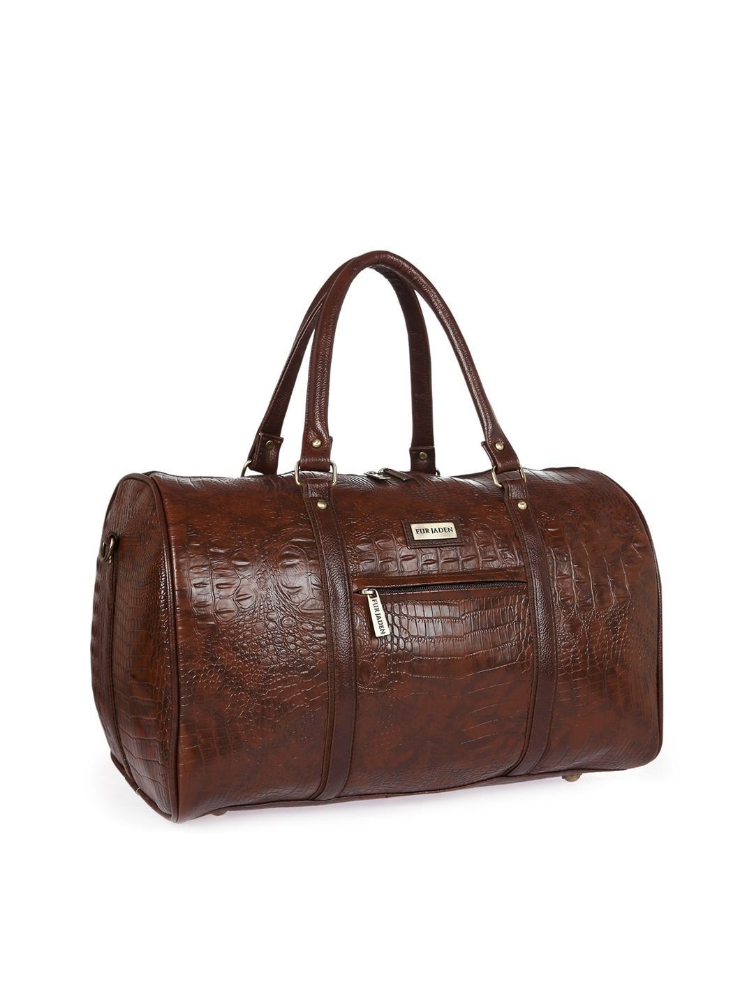 FUR JADEN Unisex Brown Textured Duffel Bag - Image 2