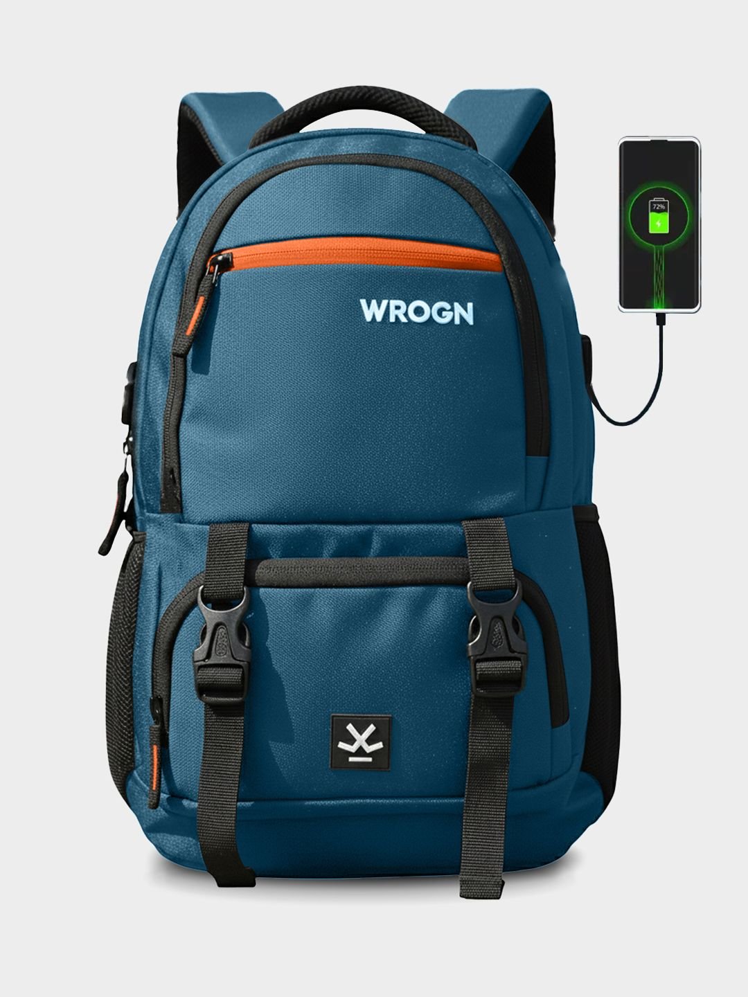 WROGN Printed USB Charging Port Reflective Strip Large Backpack with Rain Cover 31L