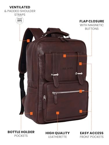 FUR JADEN Vegan Leather Stylish 15.6 Inch Laptop Backpack Travel Weekender Bag For Men Women | Vegan Leather - Image 3