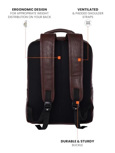 FUR JADEN Vegan Leather Stylish 15.6 Inch Laptop Backpack Travel Weekender Bag For Men Women | Vegan Leather - Image 4
