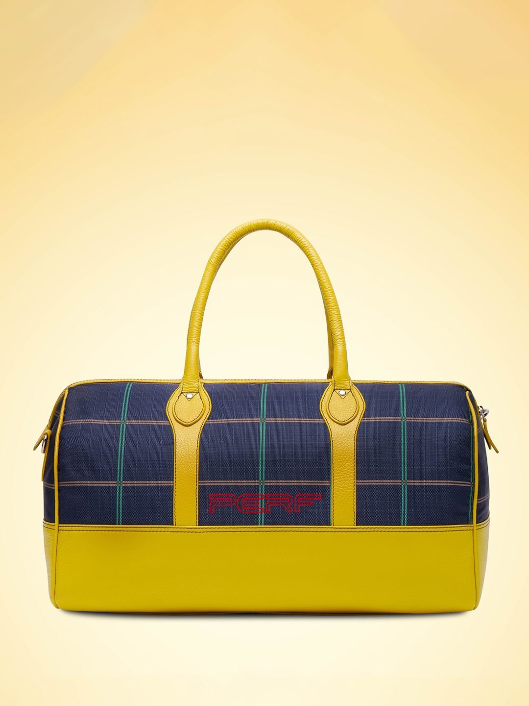 PERF Unisex Colorblocked Travel, Gym & Weekend Leather Duffel Bag With Two Short Handles - Image 3