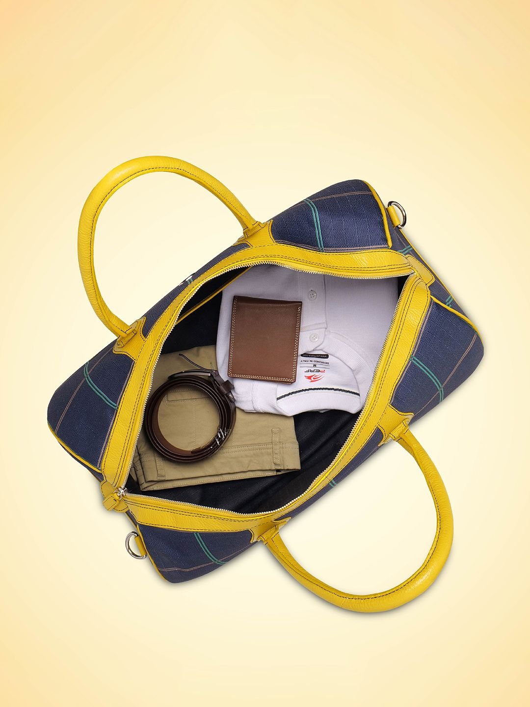 PERF Unisex Colorblocked Travel, Gym & Weekend Leather Duffel Bag With Two Short Handles - Image 4