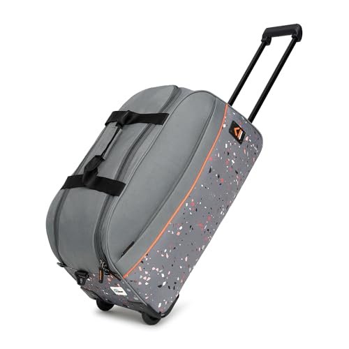 uppercase Terra 52 Polyester Duffle Trolley Bag| Quick Front Pocket Access| Detachable And Adjustable Shoulder Strap| Smooth Wheels| Push Button Trolley| For Women & Men| 1500 Days Warranty (Grey)
