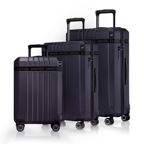 SNITCH VITTO 3-Piece Set Blue Polycarbonate Hard Travel Suitcase - Suitcase for Travel Set of 3 & Luggage with 8 Wheels, Premium Lock, Wet Pouch & Free Shoe Bag
