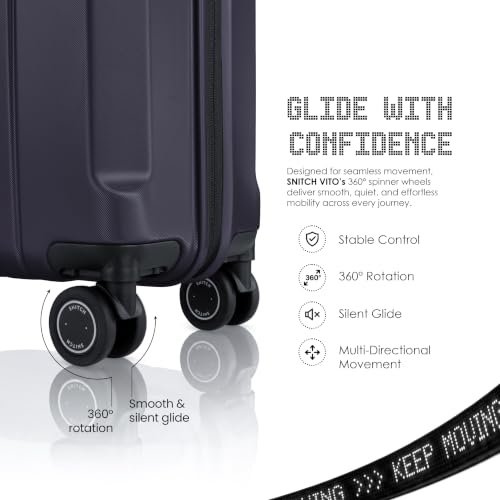 SNITCH VITTO 3-Piece Set Blue Polycarbonate Hard Travel Suitcase - Suitcase for Travel Set of 3 & Luggage with 8 Wheels, Premium Lock, Wet Pouch & Free Shoe Bag - Image 3