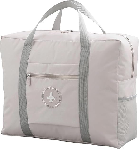 CAVALO – Be Unique Travel Bags for Luggage Spacious with Pockets Foldable Weekender Zipper Duffle Bag, Stylish Handbag Carry on Trolley Bag Waterproof (44 x 18 x 35 cm) (Beige)