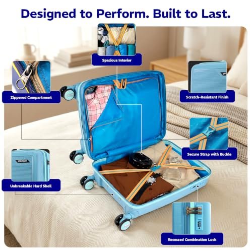 Provogue Spectrum Hard-Sided PP Trolley Bag Set of 2 | Expandable Space with 8 Wheels Trolley Bags for Travel | Lightweight with Combination Lock | 5 Year Warranty (Frost Fade Blue) - Image 2