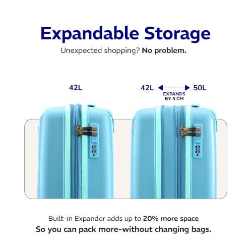Provogue Spectrum Hard-Sided PP Trolley Bag Set of 2 | Expandable Space with 8 Wheels Trolley Bags for Travel | Lightweight with Combination Lock | 5 Year Warranty (Frost Fade Blue) - Image 4