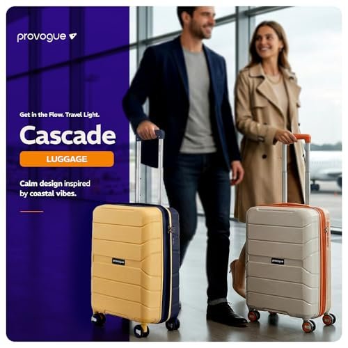 Provogue Cascade Hard-Sided PP Trolley Bag Set of 3 | Expandable Space with 8 Wheels Trolley Bags for Travel |Lightweight with Combination Lock|5 Year Warranty (Timberwolf Grey/Burnt Orange) - Image 3