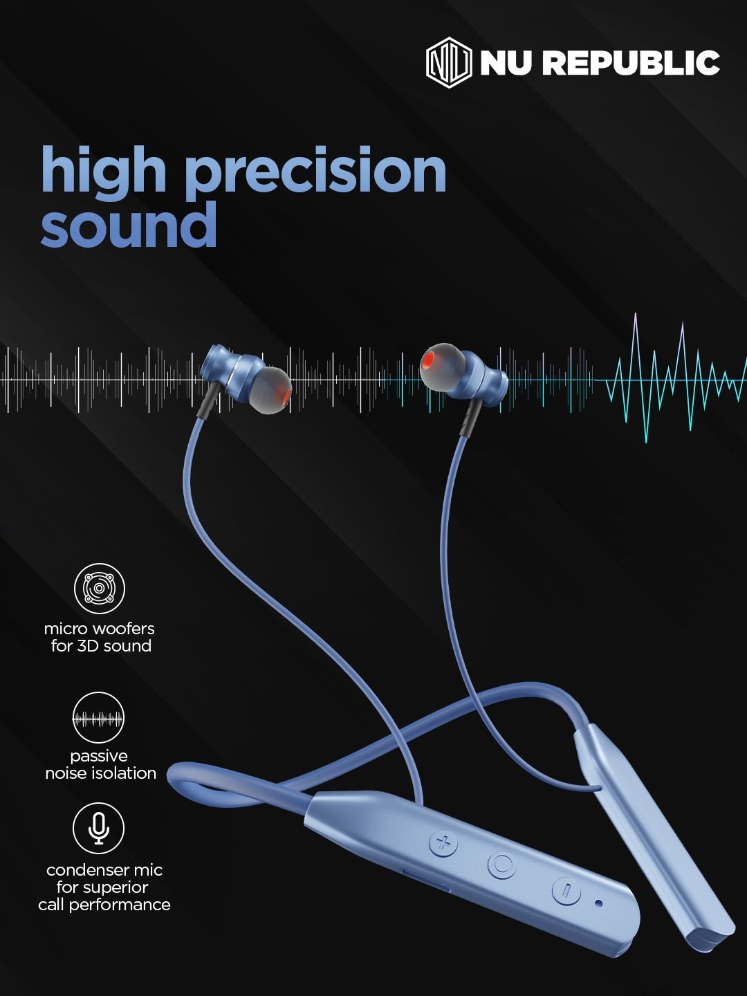 Nu Republic Nu Republic Pulse Metal Wireless Neckband with Upto 50 hours Playtime, ENC, Dual Pairing - Image 4