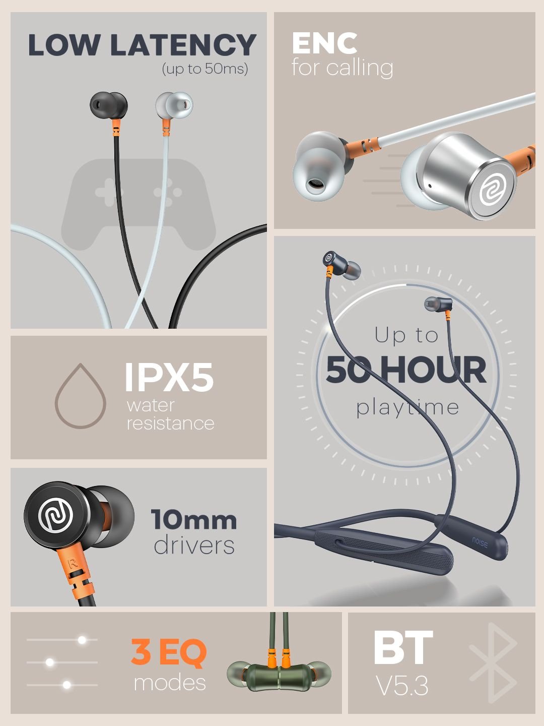 NOISE Noise Airwave Bluetooth in Ear Neckband with 50Hrs of Playtime ENC - Image 2