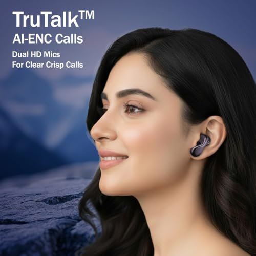 pTron Bassbuds Tango in-Ear TWS Ear Buds w/Custom EQ, 50hrs Playtime, Pristine Sound, Dual Mic, TruTalk ENC Calls, Mobile App,Wireless Bluetooth V6.0,Touch Controls,Type-C Charging, IPX5 (Nexua Black) - Image 3
