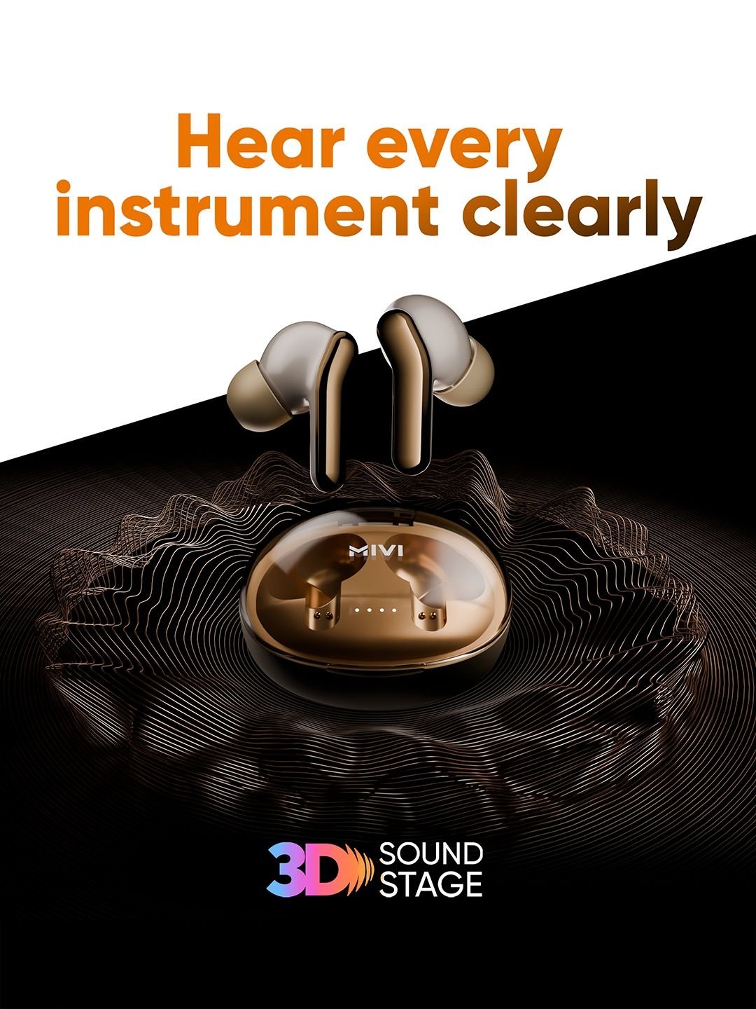 mivi DuoPods Roar TWS Earbuds - Mocha Beige - Image 3