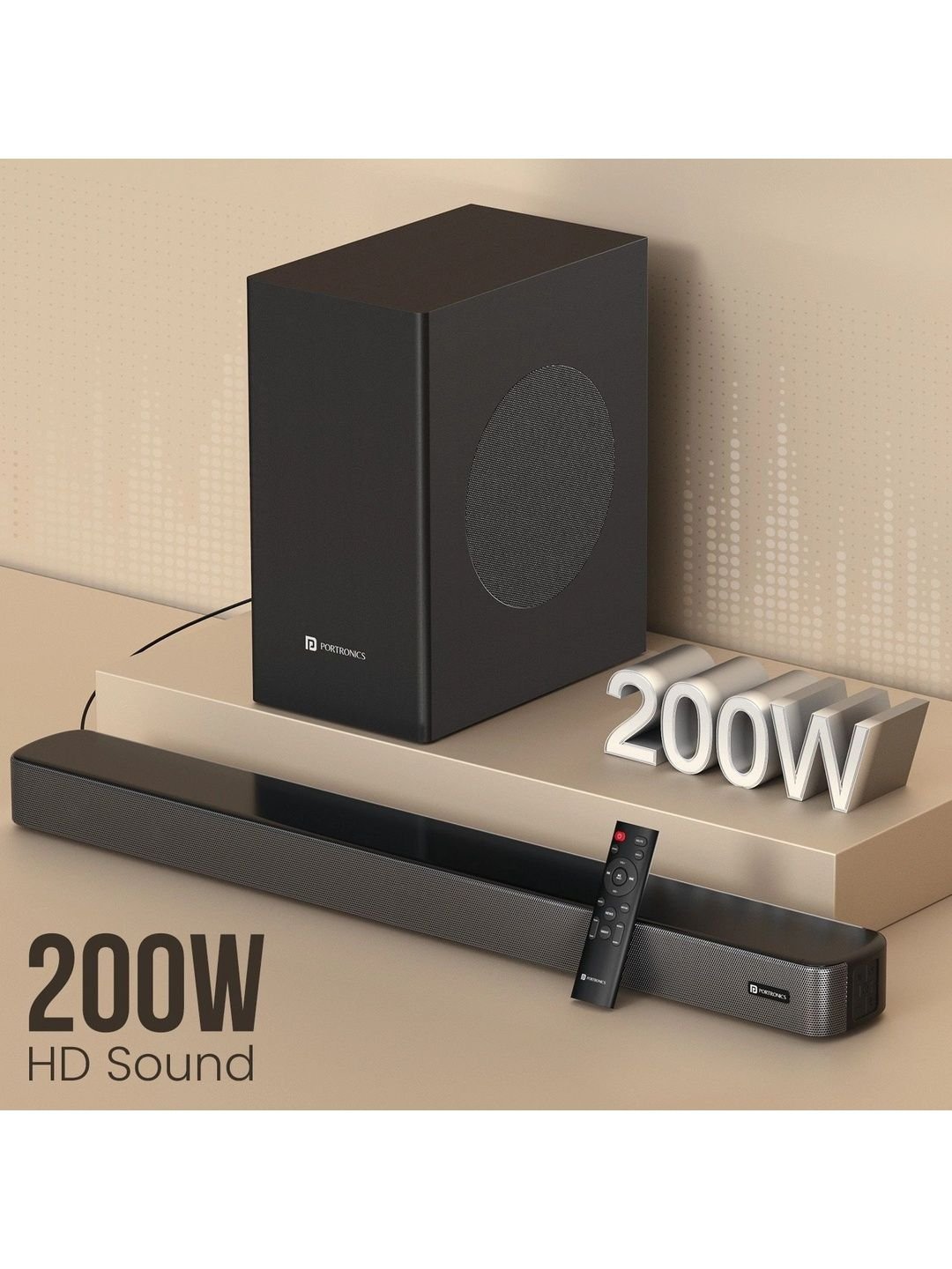 Portronics Spatial Arc Wired Subwoofer EQ Modes Soundbar - 200W - Image 3