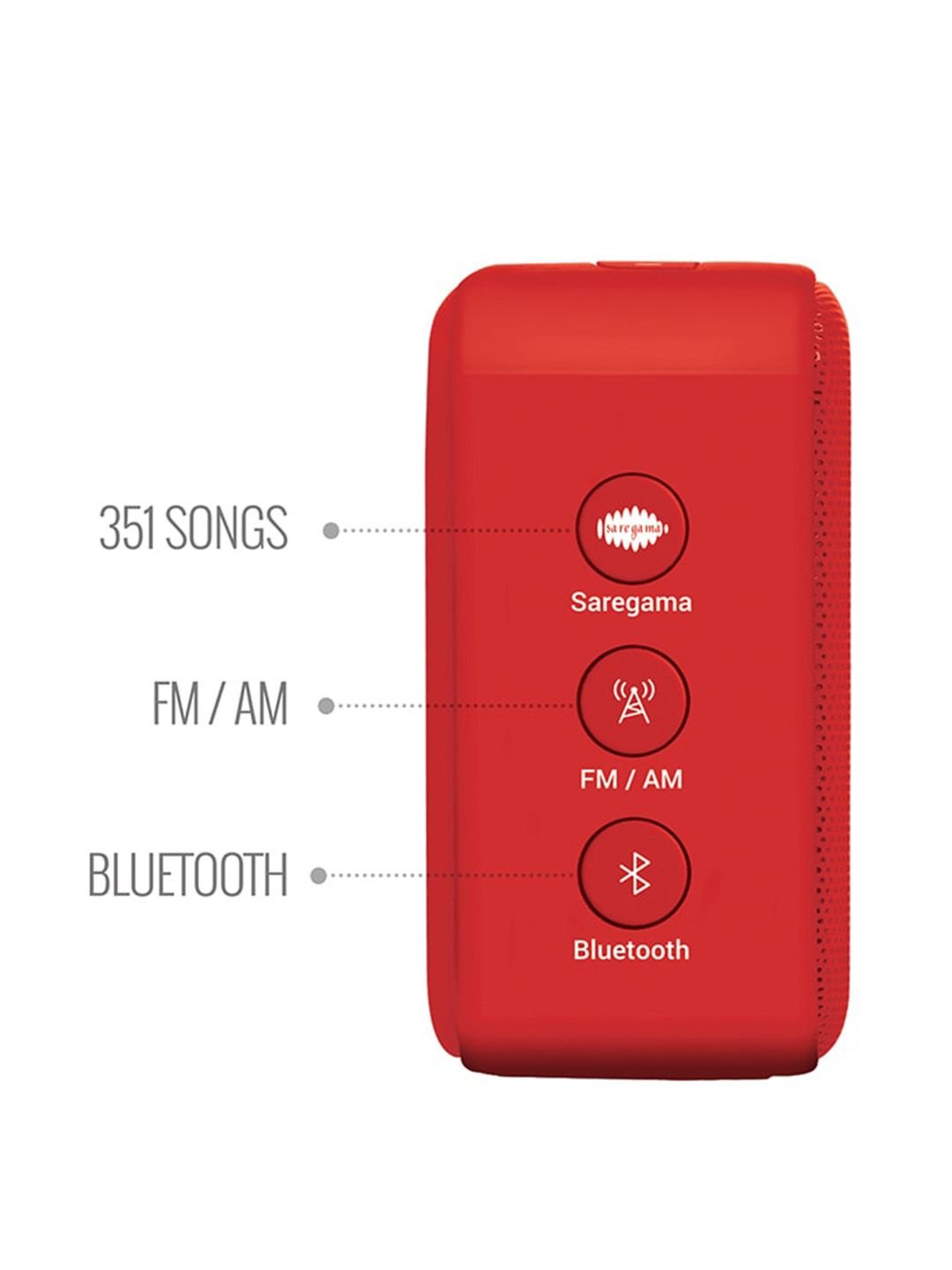 Saregama Carvaan Mini 2.0 Bengali- Music player with Bluetooth/ FM/AM/AUX - Sunset red - Image 3