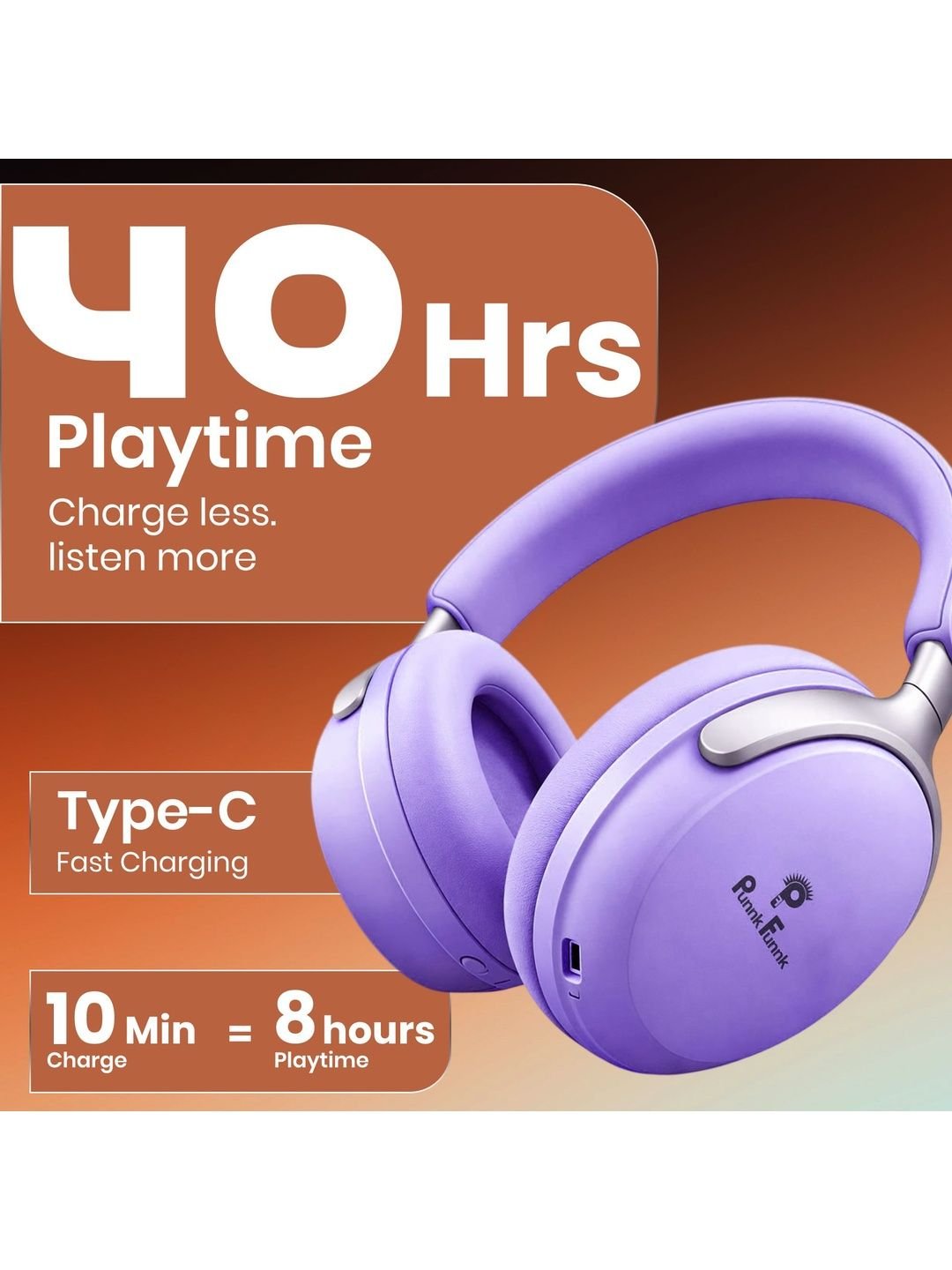 PunnkFunnk Bass Over-Ear Bluetooth Wireless Headphones - Image 3